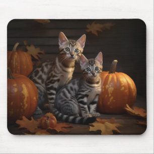 Tapis De Souris Bengal Kitten Automne Citrouille de plaisir