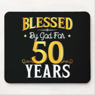 Tapis De Souris Béni par Dieu pendant 50 ans 50e anniversaire Homm