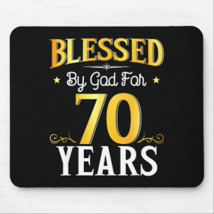 Tapis De Souris Béni par Dieu pendant 70 ans 70e anniversaire homm