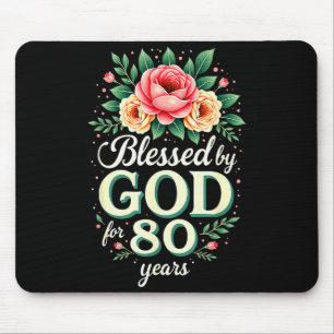 Tapis De Souris Béni par Dieu pendant 80 ans Religieux 80e anniver