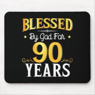 Tapis De Souris Béni par Dieu pendant 90 ans 90e anniversaire homm
