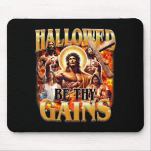 Tapis De Souris Bénis Soient Tes Gains Vintage Drôle Gym Mème Jésu