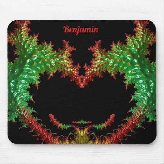 Tapis De Souris BENJAMIN ~ Zany Hot Red, Jaune, Noir et Vert (Devant)
