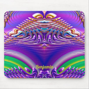 Tapis De Souris BENJAMIN ~ Zany Vert, Bleu, Jaune et Violet