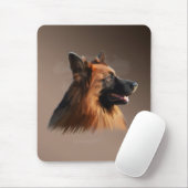 Tapis De Souris Berger allemand Aquarelle de chien Portrait d'art (Avec souris)