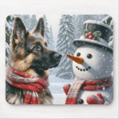 Tapis De Souris Berger Allemand Avec Snowman (Devant)