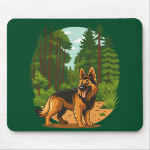 Tapis De Souris Berger Allemand Aventure en Forêt Chien 