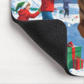 Tapis De Souris Berger allemand courant dans la neige avec Casquet (Coin)