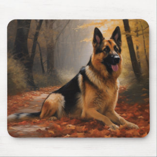 Tapis De Souris Berger allemand en automne Feuilles automne Inspir