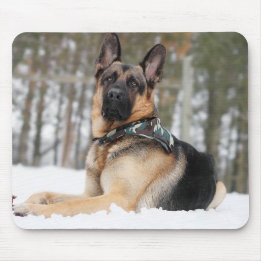 Tapis De Souris Berger Allemand En Neige (Devant)