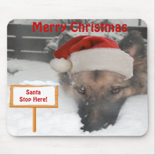 Tapis de souris Berger allemand Santa S'arrêter ic