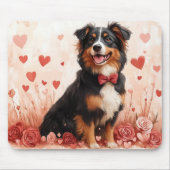 Tapis De Souris Berger australien avec Rose - Saint Valentin (Devant)