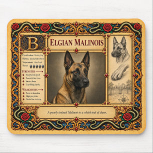 Tapis De Souris Berger belge Malinois, Art du Bestiaire Médiéval