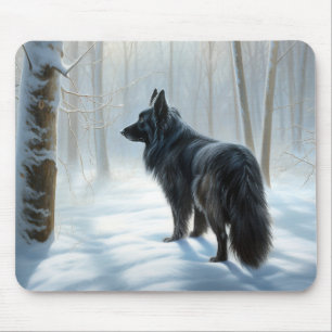Tapis De Souris Berger Belge Qu'il neige Noël