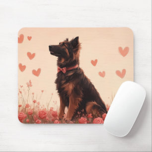 Tapis De Souris Berger d'Anatolie avec des Roses - Saint-Valentin