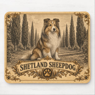 Tapis De Souris Berger des Shetland, Chien du Patrimoine Vintage
