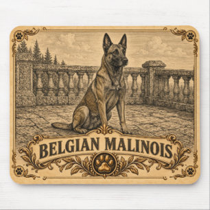 Tapis De Souris Berger Malinois belge, Chien de Patrimoine Vintage