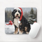 Tapis De Souris Bernedoodle Chien dans Noël de neige (Avec souris)