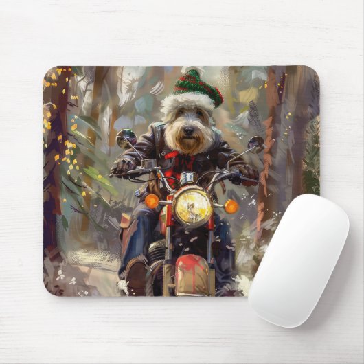 Tapis De Souris Bernedoodle Chien équitation Moto Noël (Avec souris)