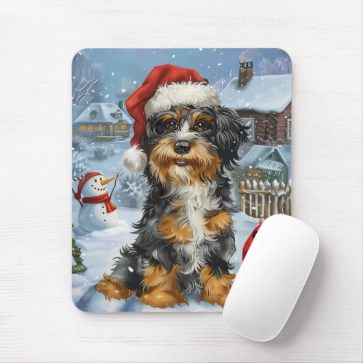 Tapis De Souris Bernedoodle Chien Winter Wonderland Noël (Avec souris)