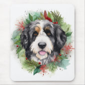 Tapis De Souris Bernedoodle Christmas Wreath Festive Pup (Devant)
