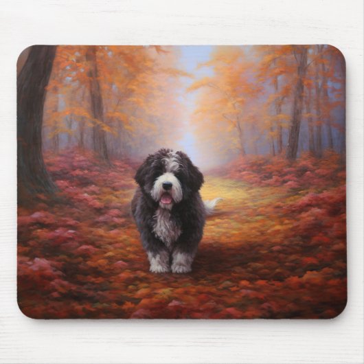 Tapis De Souris Bernedoodle en automne Leaves automne Inspire (Devant)