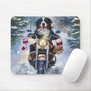 Tapis De Souris Bernese Mountain Dog équitation Moto Noël