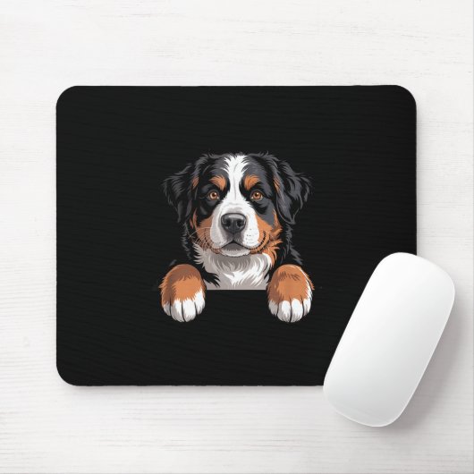 Tapis De Souris Bernese Mountain Dog Funny Peeking Cket Berner Pup (Avec souris)