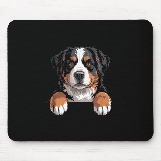 Tapis De Souris Bernese Mountain Dog Funny Peeking Cket Berner Pup (Devant)