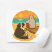 Tapis De Souris Bernese Mountain Dog Sunset Beach Companion (Avec souris)