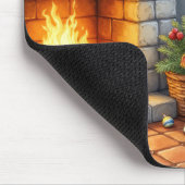 Tapis De Souris Bernese Mountain Fireplace with Christmas Lights (Coin)
