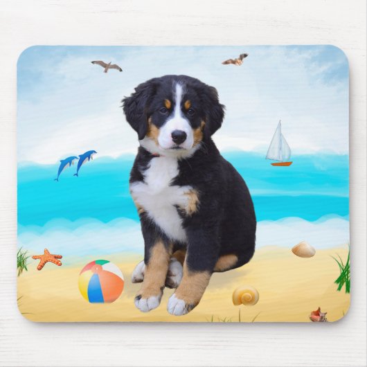 Tapis De Souris Bernois sur la Plage (Devant)