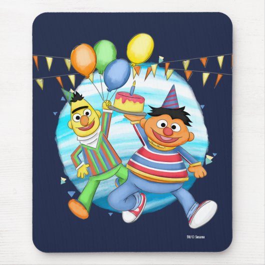Tapis De Souris Bert et Ernie Balloons d'anniversaire (Devant)
