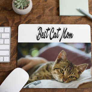 Tapis De Souris Best Cat Mom Photo Texte noir