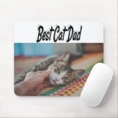 Tapis De Souris Best Chat Papa Photo Texte noir (Avec souris)