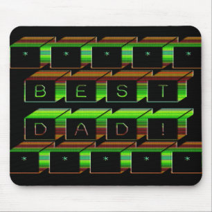 Tapis De Souris Best Dad Block Text Green and Brown