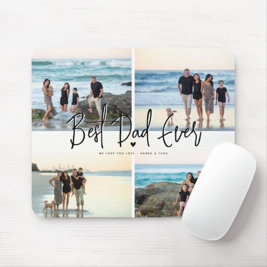 Tapis De Souris Best Papa Ever Script 4x Photo (Avec souris)