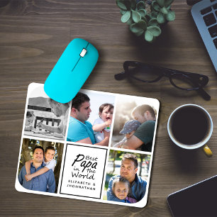 Tapis De Souris Best Papa in the World Modern Simple Photo Collage