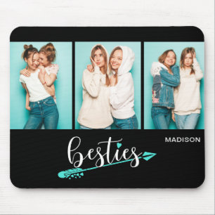 Tapis De Souris Besties Best Friends Trois Photo Nom Personnalisé