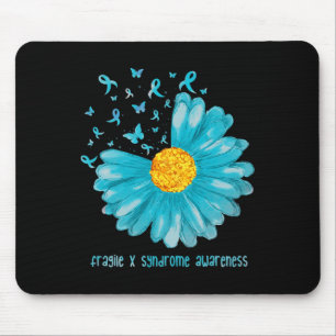 Tapis De Souris Beurre de marguerite Turquoise Ruban Fragile X Syn