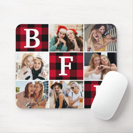 Tapis De Souris BFF Best Friends Red Plaid Keepsake Pictures (Avec souris)