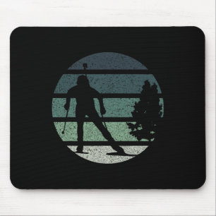 Tapis De Souris Biathlon Ski Hiver Sports Rétro Vintage 1