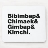 Tapis De Souris Bibimbap & Chimaek & Gimbap & Kimchi. Aliments cor (Devant)