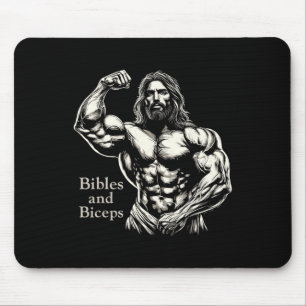Tapis De Souris Bibles Et Biceps - Drôle Bodybuilding Jesus Gym W