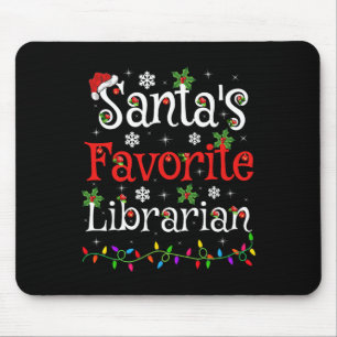 Tapis De Souris Bibliothécaire Xmas Père Noël Bibliothèque préféré