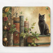 Tapis De Souris Bibliothèque de chat noir enchantée (Devant)