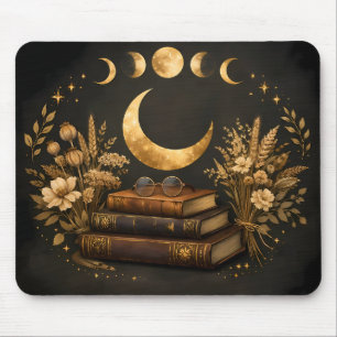 Tapis De Souris Bibliothèque Mystique Dorée & Art Botanique Boho d