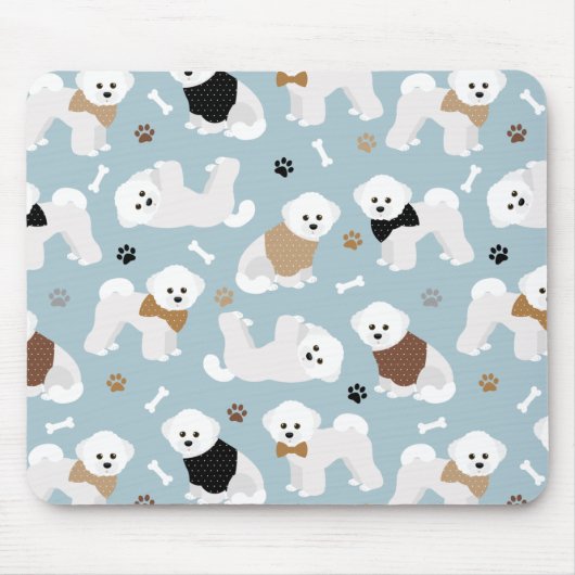 Tapis De Souris Bichon Frise Bones and Paws Blue (Devant)