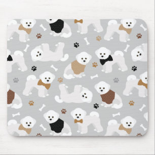 Tapis De Souris Bichon Frise Bones and Paws Gray