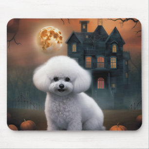 Tapis De Souris Bichon Frise Halloween Effrayant 